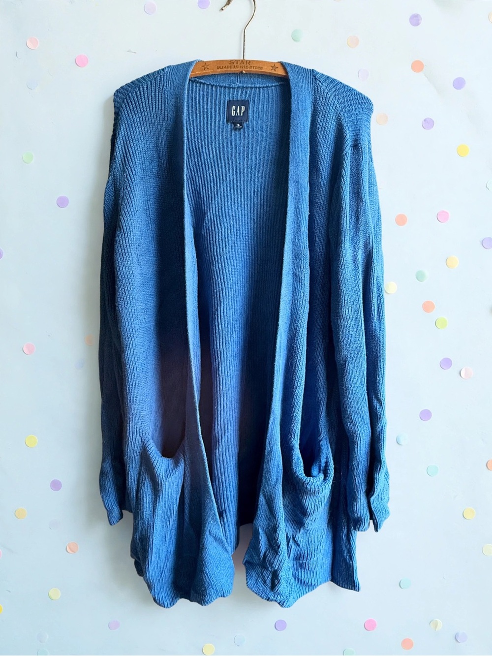 GAP Relaxed Open-Front Cardigan in Denim Blue